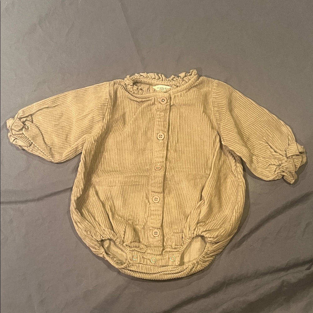 Marlot Tan Corduroy Baby Romper
